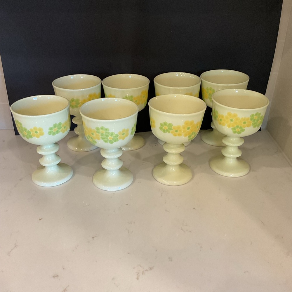 Vtg Franciscan 1970’s Picnic daisy water goblet. 8 available. Sold individually